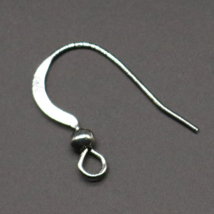 50 pcs of rhodium plated Brass BIG flat fish Hook with ball Earwire 22X18mm