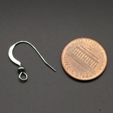 50 pcs of rhodium plated Brass BIG flat fish Hook with ball Earwire 22X18mm