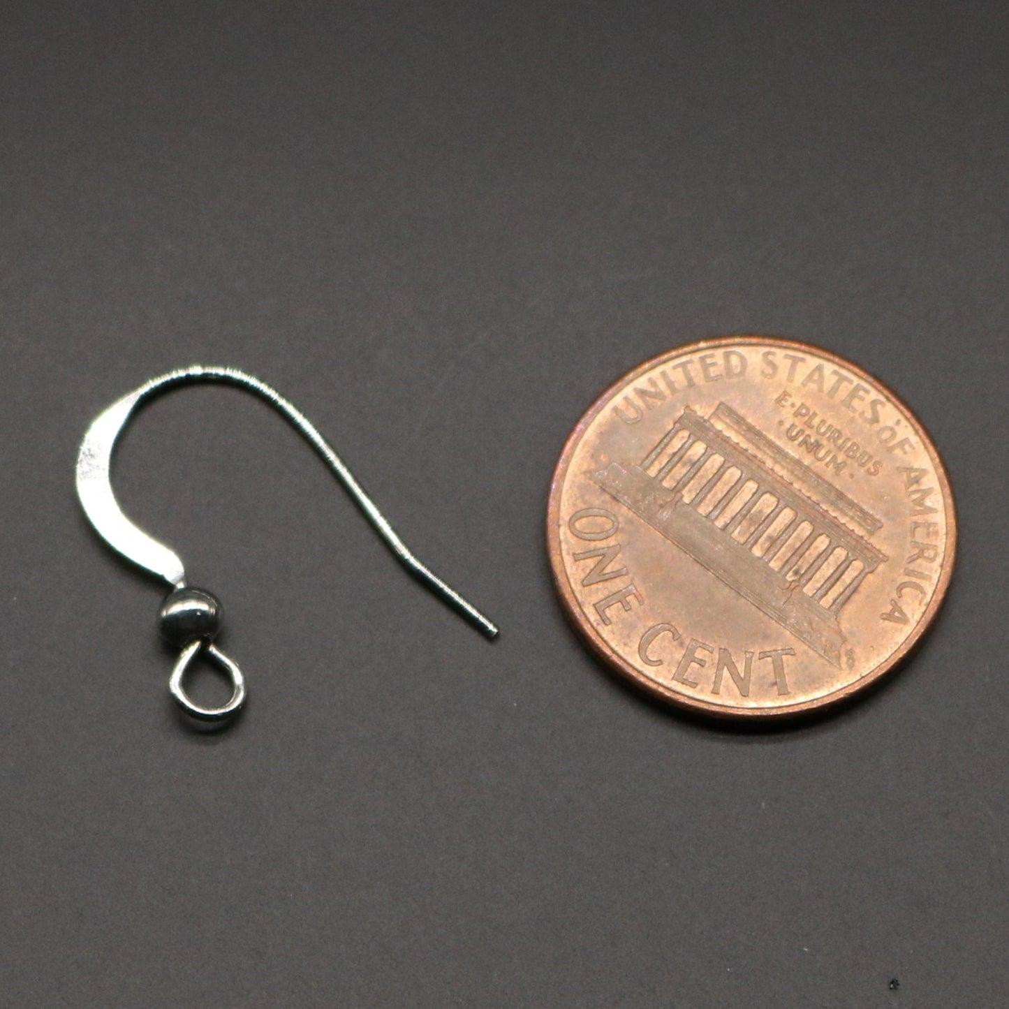 50 pcs of rhodium plated Brass BIG flat fish Hook with ball Earwire 22X18mm