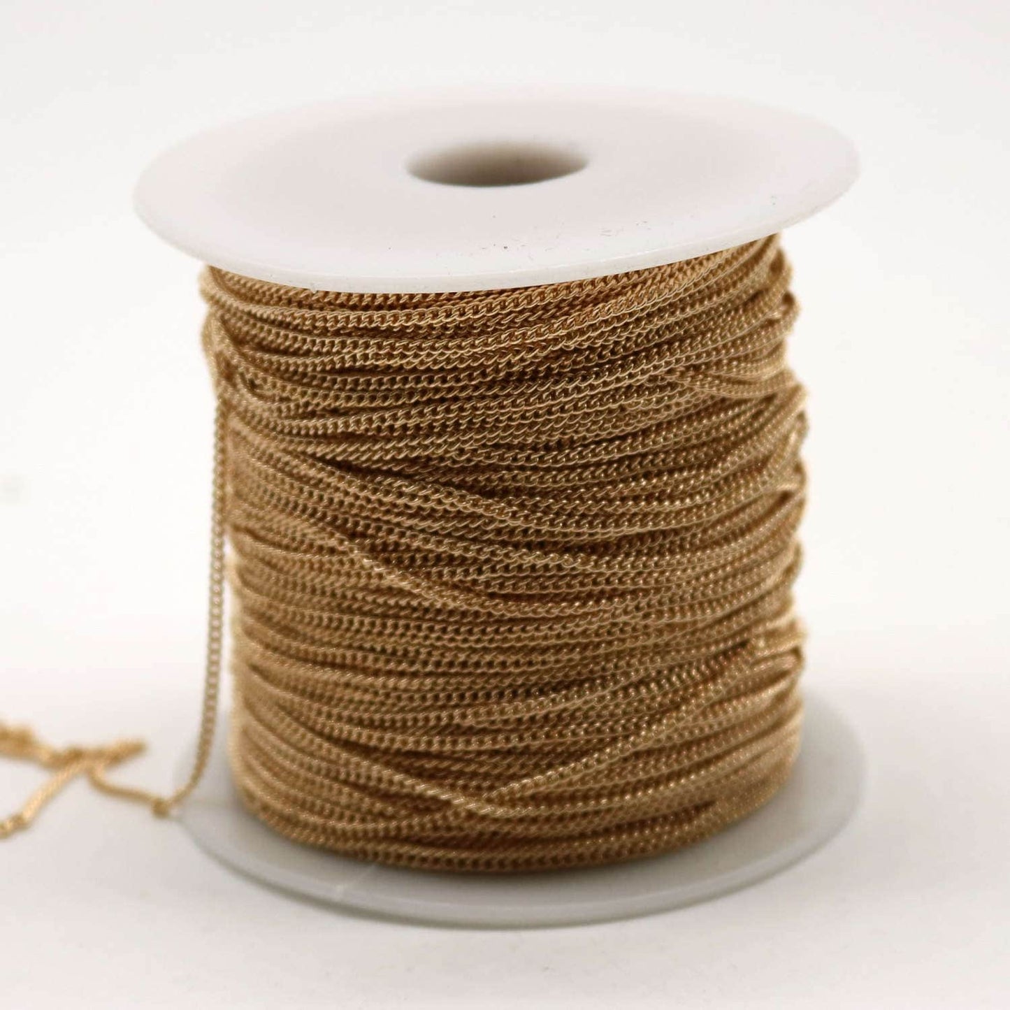 32ft. of Pinky Gold (Champagne Gold) plated SOLDERED little curb chain - 1.3mm SOLDERED - from California USA - 1.3S