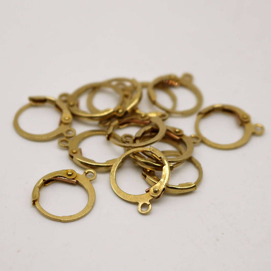 New 30 raw BRASS ROUND Leverback Earrings earwire - 12x9mm Brass Earring Lever Back  - ELR9