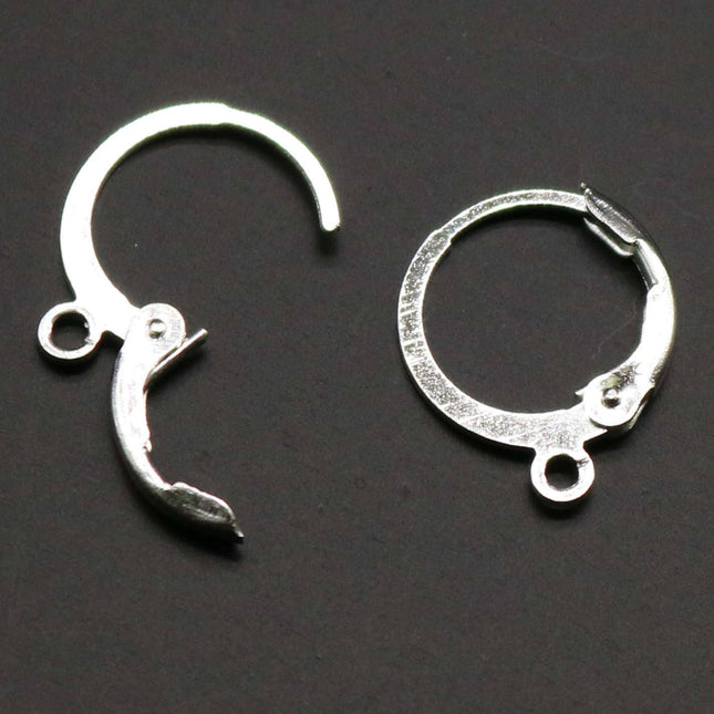 New 30 Sterling Silver Plated ROUND Leverback Earrings earwire - 12x9mm Brass Earring Lever Back  - ELR9