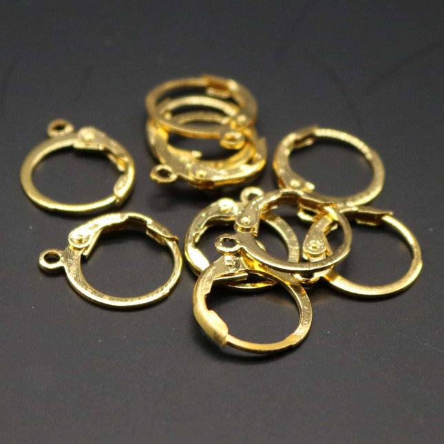New 30 24K Gold Plated ROUND Leverback Earrings earwire - 12x9mm Brass Earring Lever Back  - ELR9