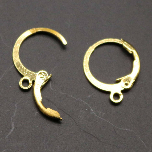 New 30 24K Gold Plated ROUND Leverback Earrings earwire - 12x9mm Brass Earring Lever Back  - ELR9