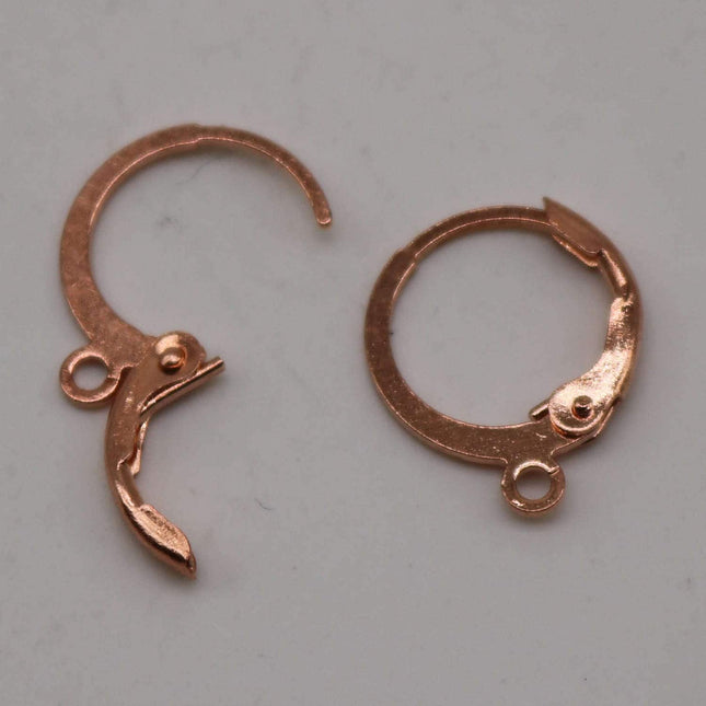 30 Copper (Bright Copper) ROUND Leverback Earrings earwire - 12x9mm Brass Earring Lever Back  - ELR9