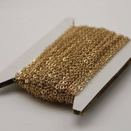 100 feet Pinky Gold Chain (Champagne Gold) Chain - 3x1.7mm SOLDER Flat Cable Chain -  Flat Soldered Cable Bulk Wholesale - 317F