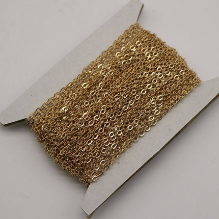 10 feet Pinky Gold Chain (Champagne Gold) Chain - 3x1.7mm SOLDER Flat Cable Chain - Oval Flat Soldered Cable Bulk Wholesale - 317F - 542SF