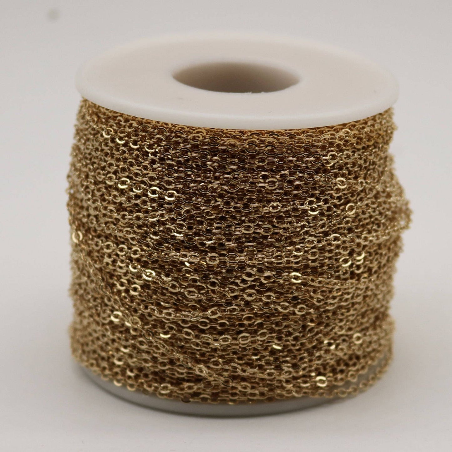 32 feet Pinky Gold Chain (Champagne Gold) Chain - 3x1.7mm SOLDER Flat Cable Chain - Oval Flat Soldered Cable  - 317F