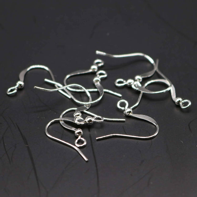 NEWnew 100 pcs of Sterling Silver plated Flat Fish Hook with ball Brass Earwire 22Gauge - 0.65mm wire