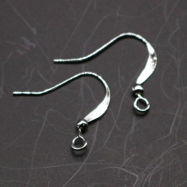 NEWnew 100 pcs of Sterling Silver plated Flat Fish Hook with ball Brass Earwire 22Gauge - 0.65mm wire