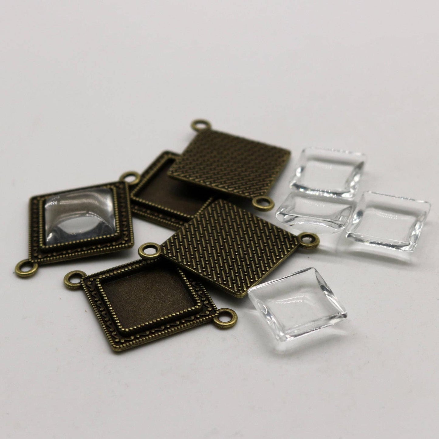 SQUARE Bezel with 15mmX15mm - 10 pcs  - 38mmx30mm Antique Brass - KB05 - We are USA Seller