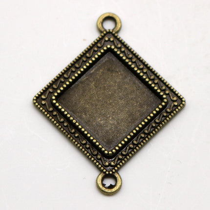SQUARE Bezel with 15mmX15mm - 10 pcs  - 38mmx30mm Antique Brass - KB05