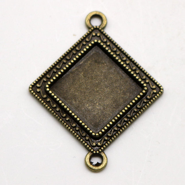 SQUARE Bezel with 15mmX15mm - 10 pcs  - 38mmx30mm Antique Brass - KB05