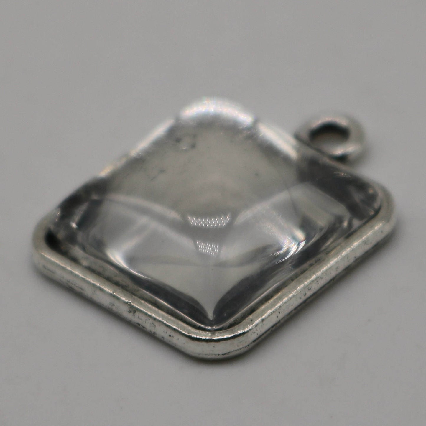 SQUARE Bezel with 15mmX15mm GLASS Magnifying Domes Cabochon - 5 sets 10 pcs  - 21mmx18mm Antique Silver - KB07 - We are USA Seller