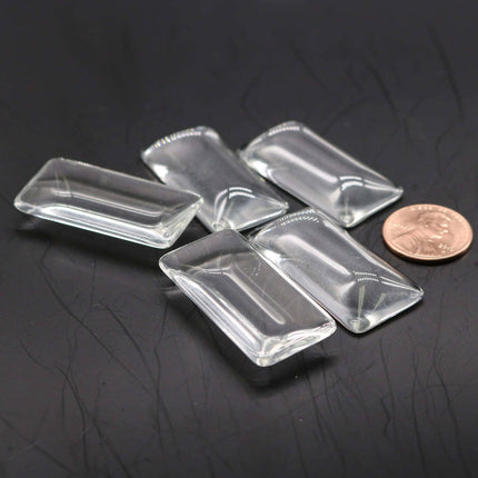 RECTANGULAR Bezel with 38mmX19mm GLASS Magnifying Domes Cabochon - 5 sets 10 pcs  - 48mmx21mm Antique Brass - KB13