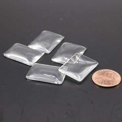 RECTANGULAR Bezel with 25mmX18mm GLASS Magnifying Domes Cabochon - 5 sets 10 pcs  - 36mmx20mm Antique Silver - KB14