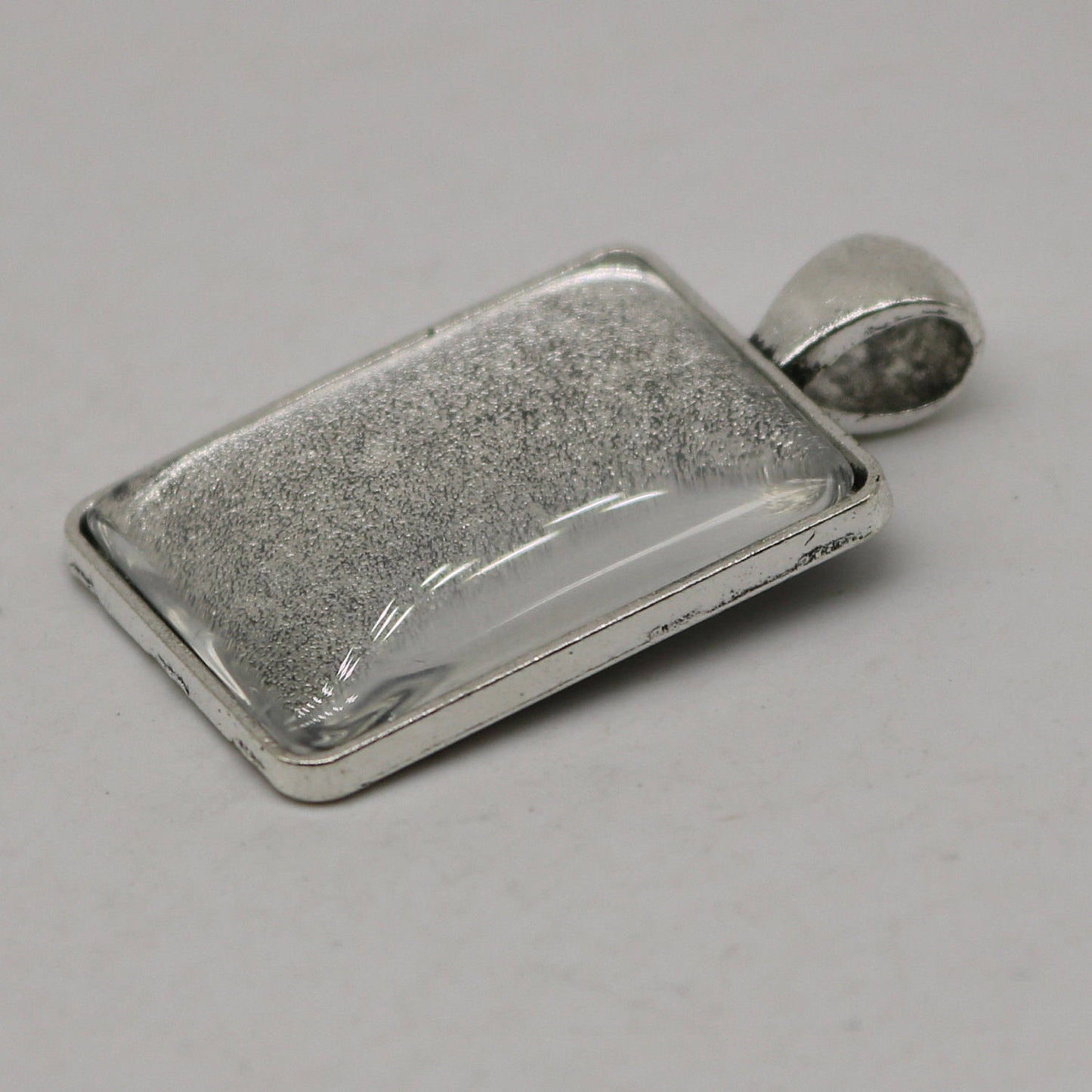 RECTANGULAR Bezel with 25mmX18mm GLASS Magnifying Domes Cabochon - 5 sets 10 pcs  - 36mmx20mm Antique Silver - KB14 - We are USA Seller