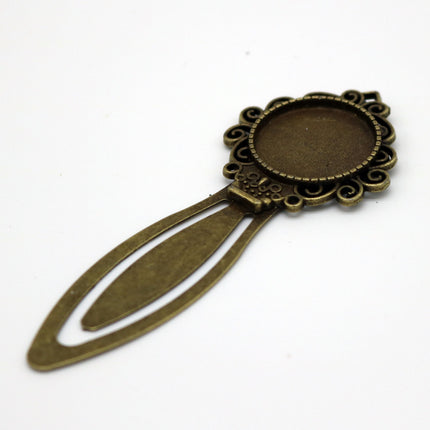 Bookmark with 20mm GLASS Magnifying Domes Cabochon - 5 sets 10 pcs  - 80mmx31mm Antique Brass - S007