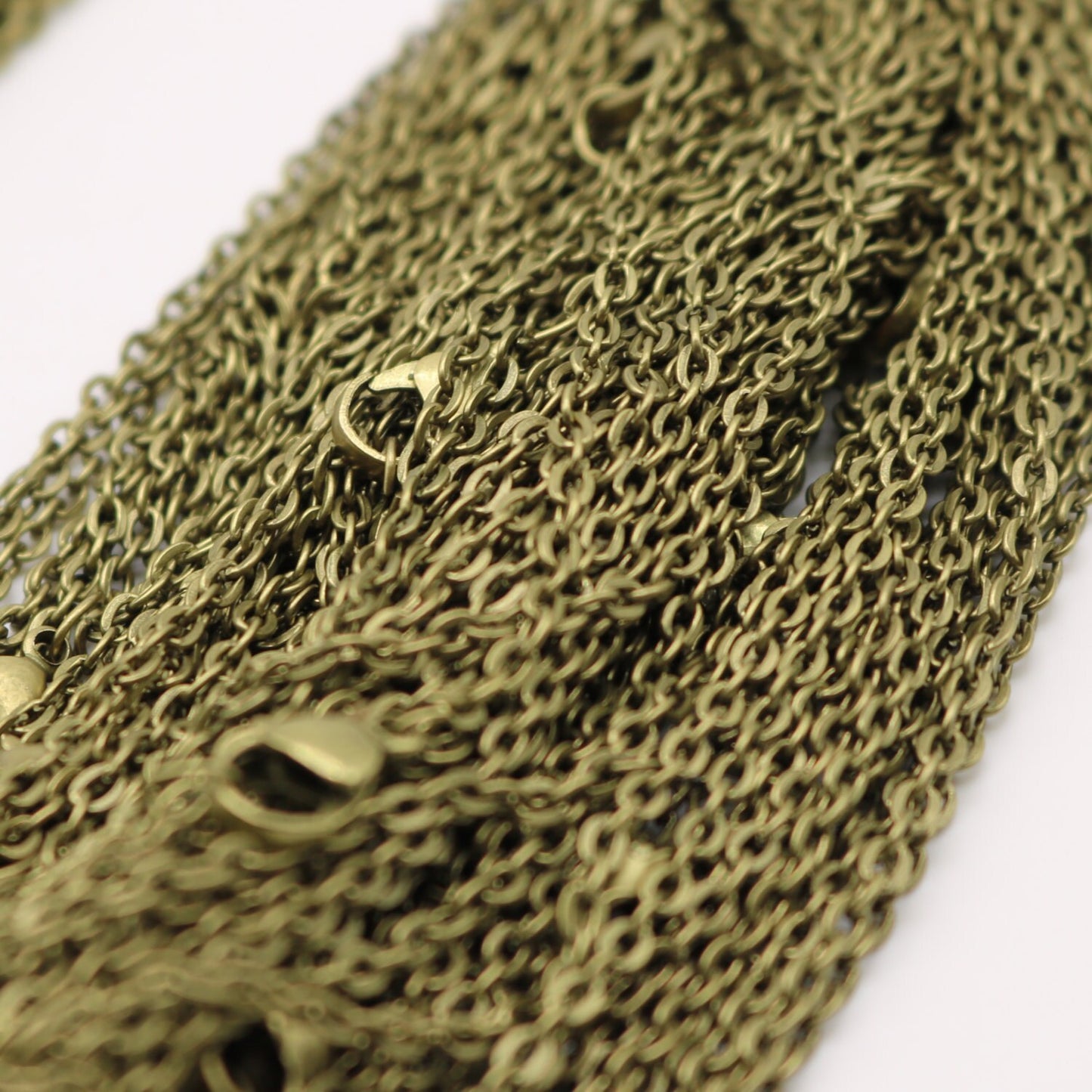 10 pcs of Ready to wear Flat Cable Chain Necklace 60cm (about 24inch) - Antique Brass, Bronze 3x2mm Flat Chain Necklace with Lobster Clasp