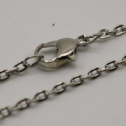 5 pcs of Ready to wear Flat Cable Chain Necklace 60cm (about 24inch) - Rhodium Plated 3x2mm Flat Chain Necklace with Lobster Clasp