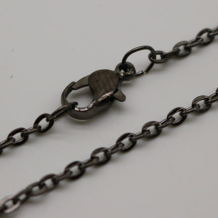 5 pcs of Ready to wear Flat Cable Chain Necklace 60cm (about 24inch) - Gunmetal 3x2mm Flat Chain Necklace with Lobster Clasp