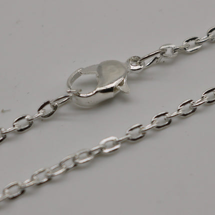 5 pcs of Ready to wear Flat Cable Chain Necklace 60cm (about 24inch) - Sterling Silver Plated 3x2mm Flat Chain Necklace with Lobster Clasp