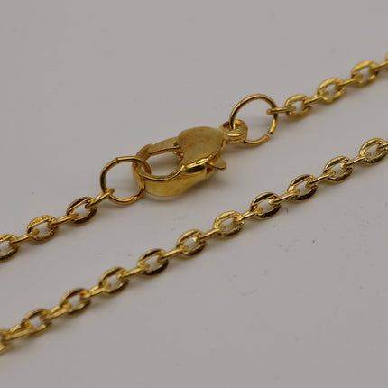 5 pcs of Ready to wear Flat Cable Chain Necklace 60cm (about 24inch) - Gold Plated 3x2mm Flat Chain Necklace with Lobster Clasp