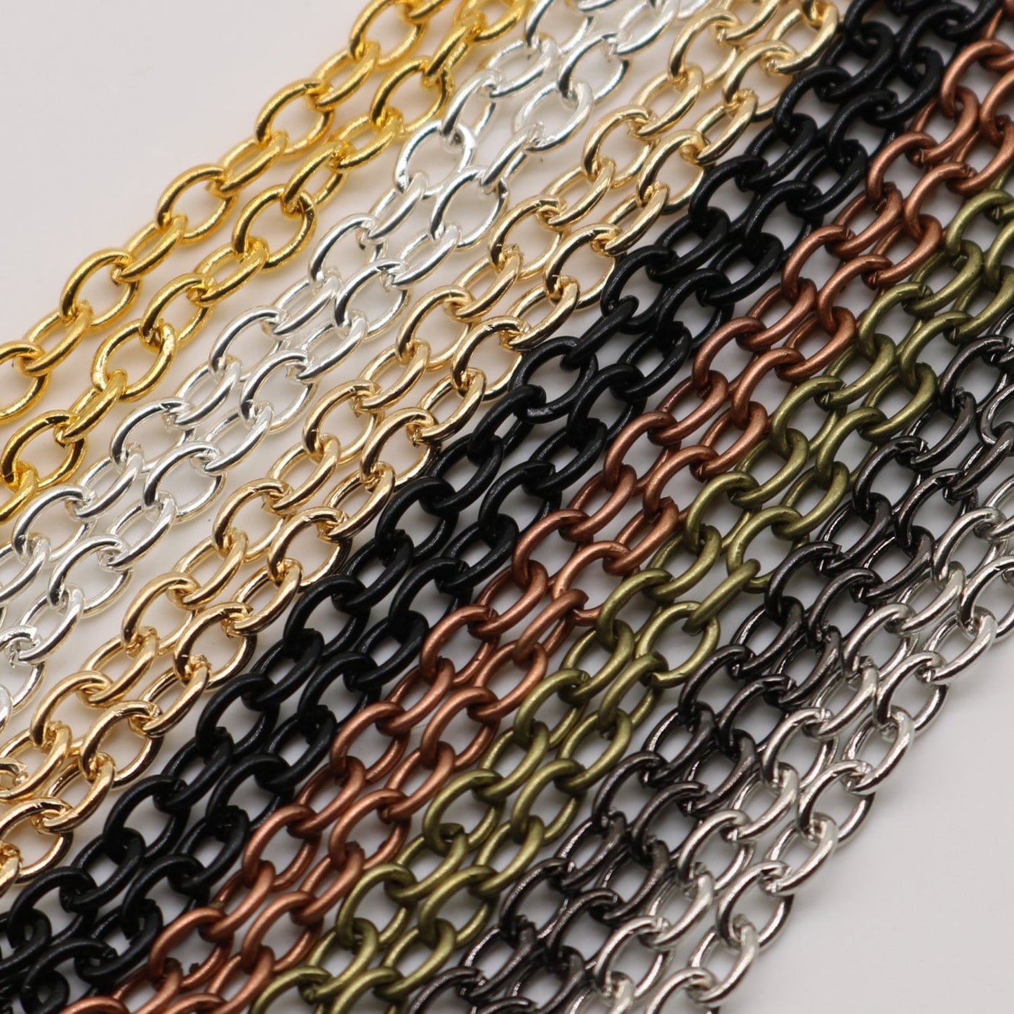 50 pcs of Ready to wear Chunky Cable Chain Necklace 60cm(about 24inch)- Sterling Silver Plated 5x3.5mm 0.9mm Chain Necklace w/ Lobster Clasp