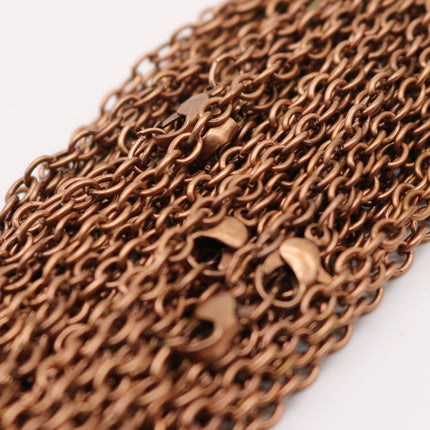 5 pcs of Ready to wear Chunky Cable Chain Necklace 60cm (about 24inch) - Antique Copper 5x3.5mm 0.9mm Cable Chain Necklace w/ Lobster Clasp