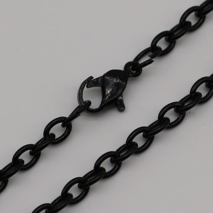 5 pcs of Ready to wear Chunky Cable Chain Necklace 60cm (about 24inch) - Black 5x3.5mm 0.9mm Cable Chain Necklace w/ Lobster Clasp