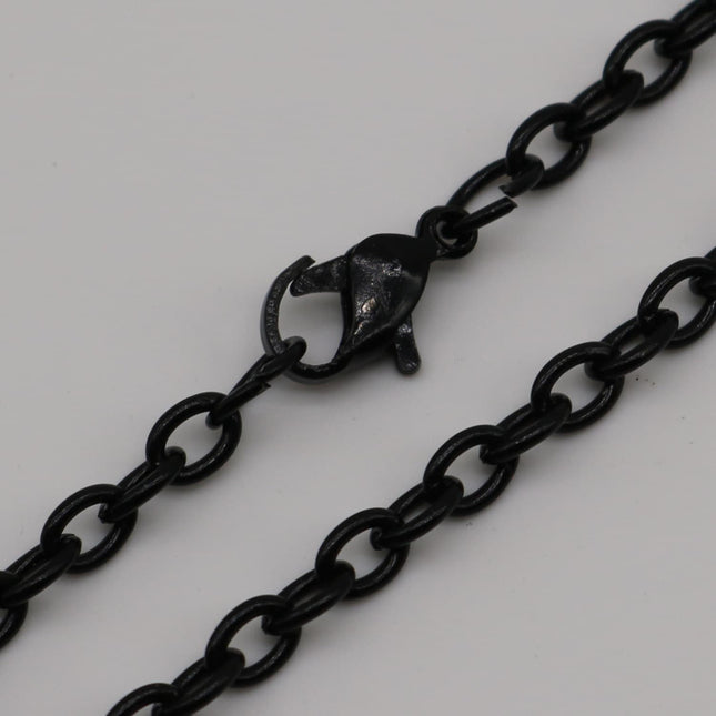5 pcs of Ready to wear Chunky Cable Chain Necklace 60cm (about 24inch) - Black 5x3.5mm 0.9mm Cable Chain Necklace w/ Lobster Clasp