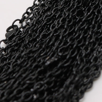 5 pcs of Ready to wear Chunky Cable Chain Necklace 60cm (about 24inch) - Black 5x3.5mm 0.9mm Cable Chain Necklace w/ Lobster Clasp