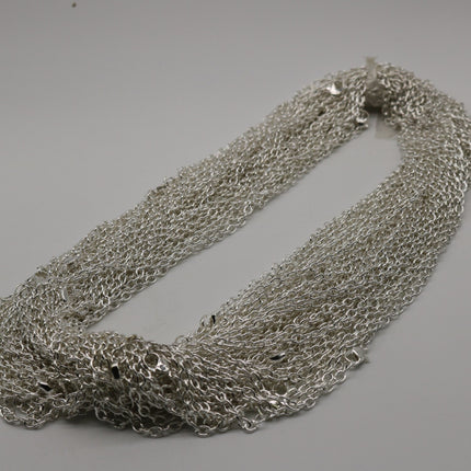 50 pcs of Ready to wear Chunky Cable Chain Necklace 60cm(about 24inch)- Sterling Silver Plated 5x3.5mm 0.9mm Chain Necklace w/ Lobster Clasp