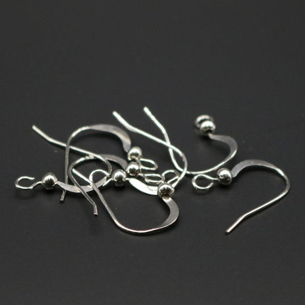 50 pcs of rhodium plated Brass BIG flat fish Hook with ball Earwire 22X18mm