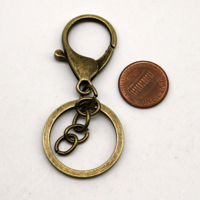 NEW New 5 pcs of Antique Brass HIGH Quality Premade Key Chain Keyring Key Fob  - 65x30mm 2.5 inch Long