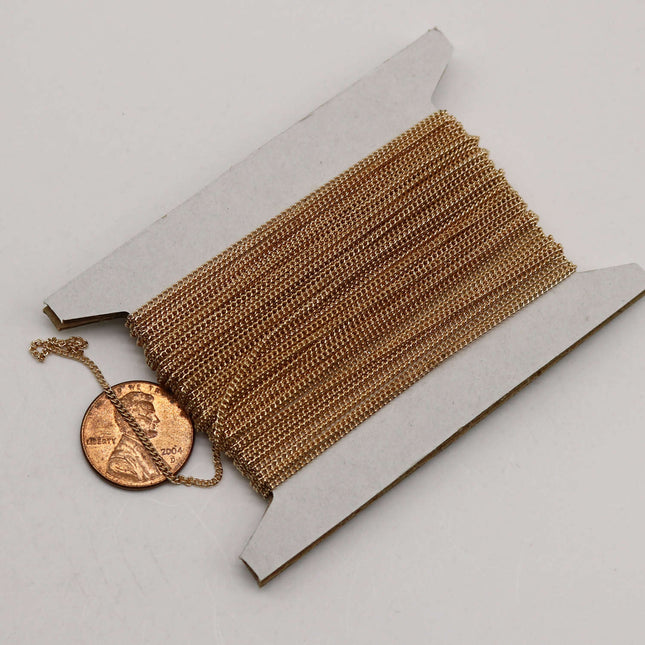 100 ft. of Pinky Gold (Champagne Gold) plated SOLDERED little curb chain - 1.3mm SOLDERED - 1.3S