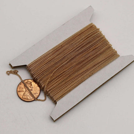 32ft. of Pinky Gold (Champagne Gold) plated SOLDERED little curb chain - 1.3mm SOLDERED - 1.3S