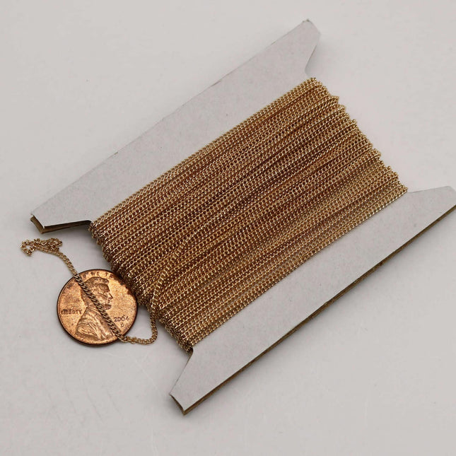 32ft. of Pinky Gold (Champagne Gold) plated SOLDERED little curb chain - 1.3mm SOLDERED - 1.3S