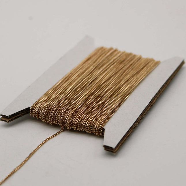 100 ft. of Pinky Gold (Champagne Gold) plated SOLDERED little curb chain - 1.3mm SOLDERED - 1.3S