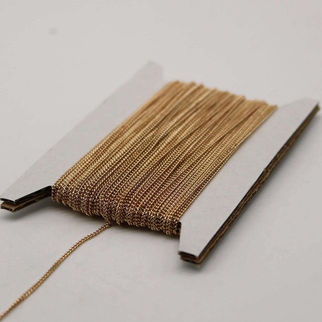 32ft. of Pinky Gold (Champagne Gold) plated SOLDERED little curb chain - 1.3mm SOLDERED - 1.3S