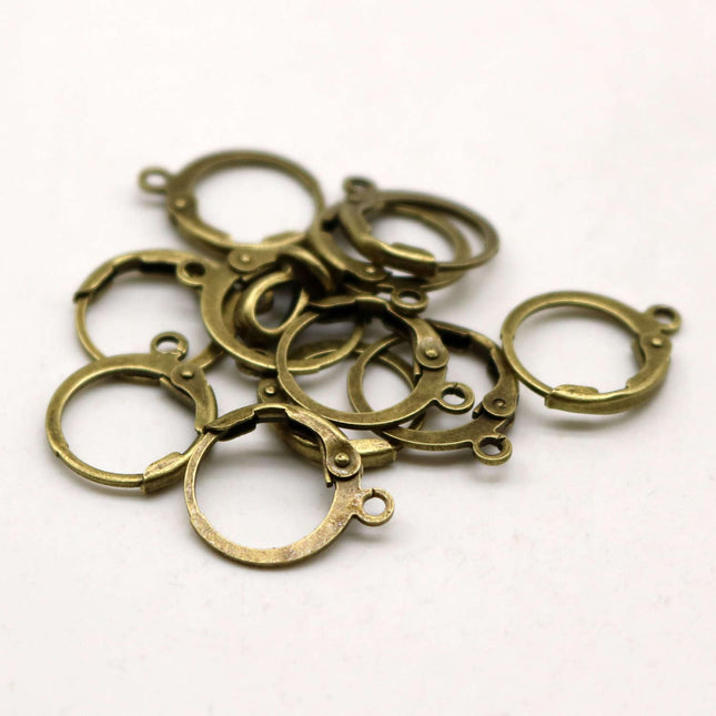 30 Antique Brass ROUND Leverback Earrings earwire - 12x9mm Brass Earring Lever Back - ELR9