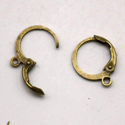 30 Antique Brass ROUND Leverback Earrings earwire - 12x9mm Brass Earring Lever Back - ELR9