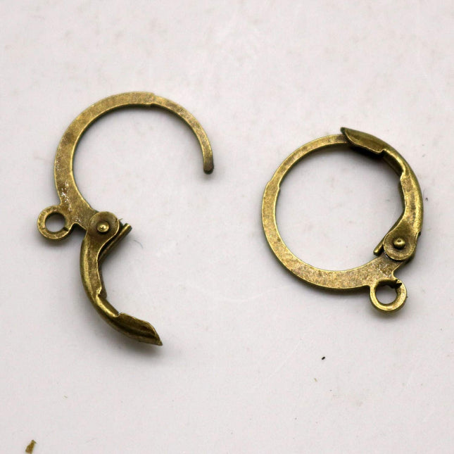 30 Antique Brass ROUND Leverback Earrings earwire - 12x9mm Brass Earring Lever Back - ELR9