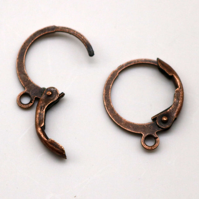 30 Antique Copper ROUND Leverback Earrings earwire - 12x9mm Brass Earring Lever Back  - ELR9