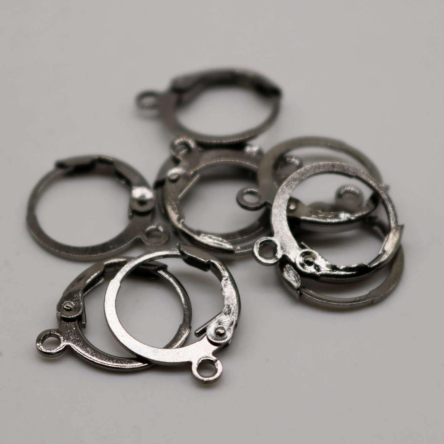 30 Gunmetal ROUND Leverback Earrings earwire - 12x9mm Brass Earring Lever Back  - ELR9