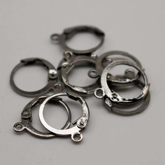 NEW 30 Gunmetal ROUND Leverback Earrings earwire - 12x9mm Brass Earring Lever Back  - ELR9