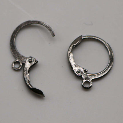 30 Gunmetal ROUND Leverback Earrings earwire - 12x9mm Brass Earring Lever Back  - ELR9