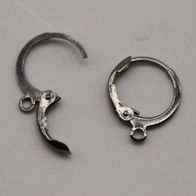 30 Gunmetal ROUND Leverback Earrings earwire - 12x9mm Brass Earring Lever Back  - ELR9