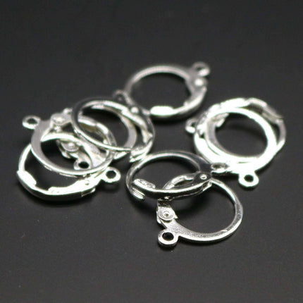 New 30 Sterling Silver Plated ROUND Leverback Earrings earwire - 12x9mm Brass Earring Lever Back  - ELR9