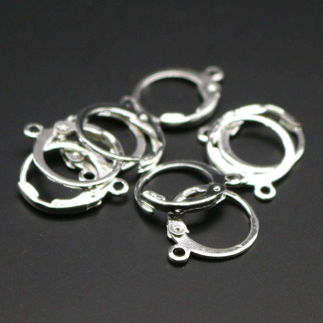 New 30 Sterling Silver Plated ROUND Leverback Earrings earwire - 12x9mm Brass Earring Lever Back  - ELR9